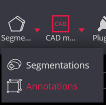MedDream web dicom viewer Segmentation Annotation menu
